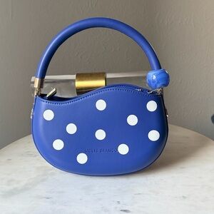 Melie Bianco Blue and White Polka Dot Mini Bag